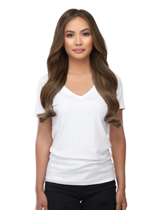 BELLAMI Silk Seam 140g 18" Walnut Brown Hair Clip In Extensions - Picture 2 of 5